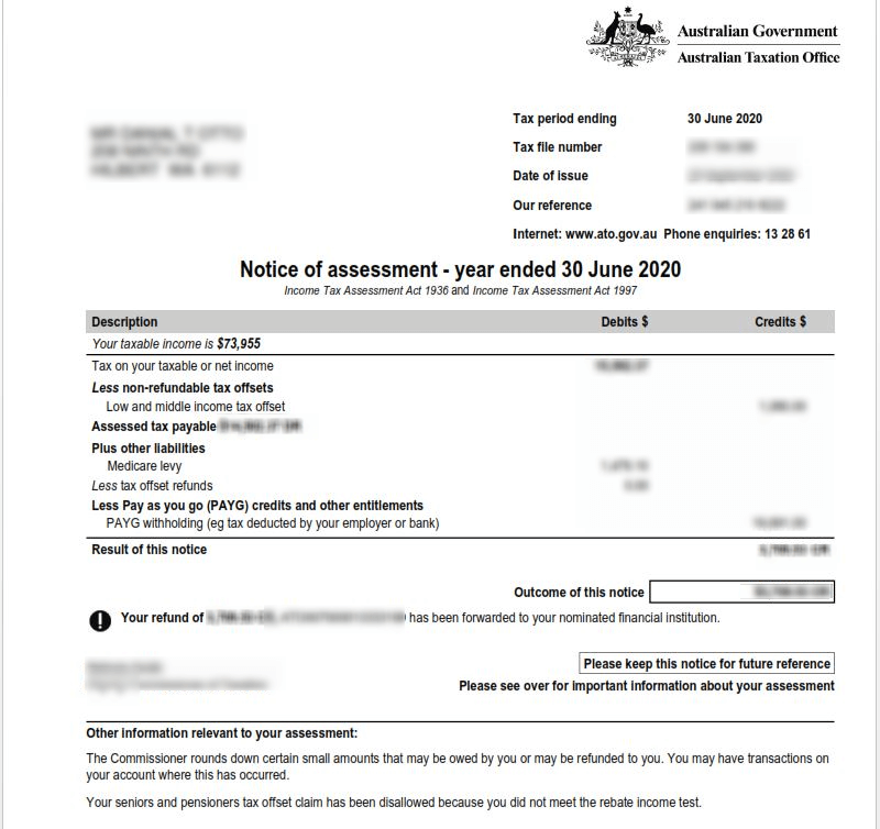 Australia tax assessment